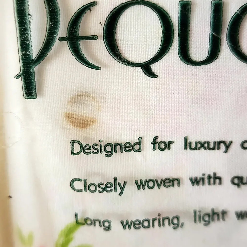 FLAW PEQUOT Double Flat Sheet 81x108 Fine Combed Percale Cotton Deer Floral VTG